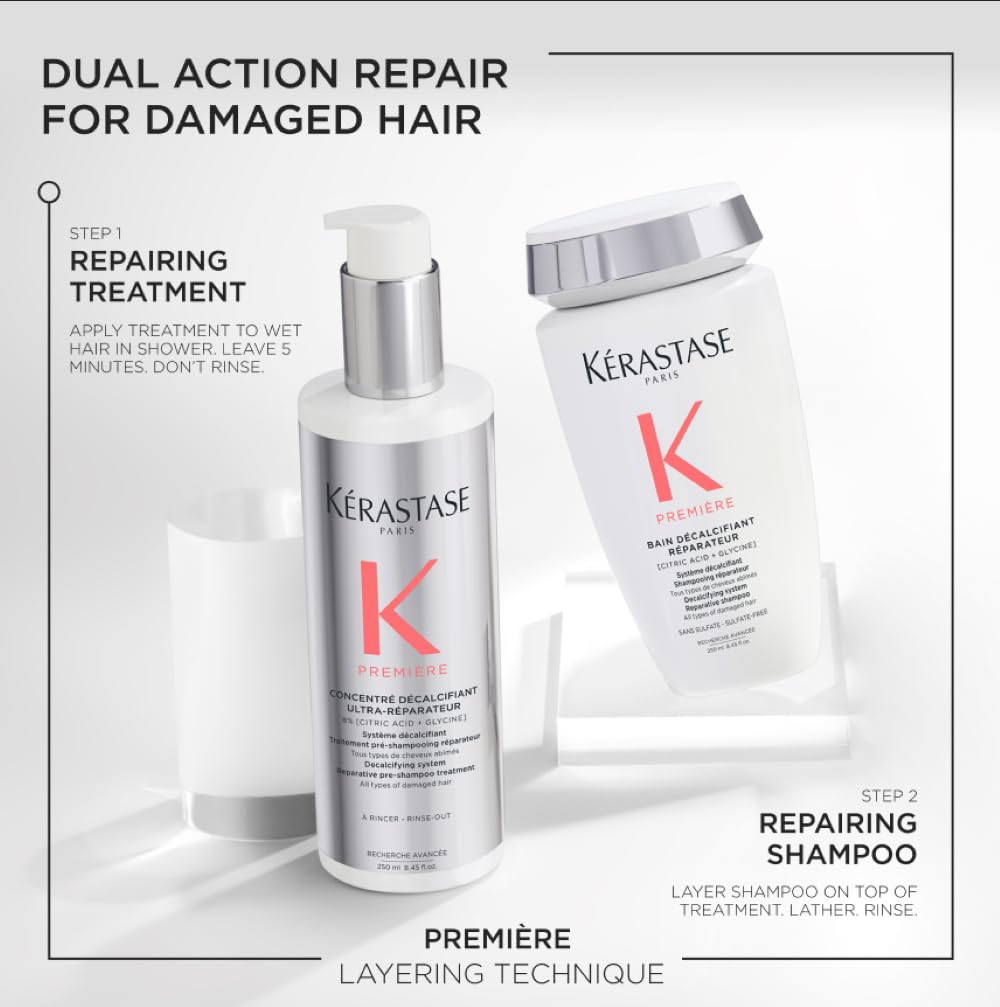 KÉRASTASE alongside repairing conditioner showing recommended two-step system benefits