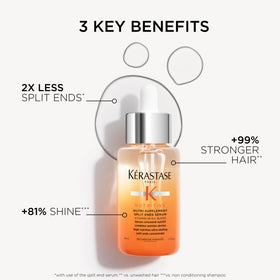 KÉRASTASE bottle in hand to show true 1.7 fl oz size and portability