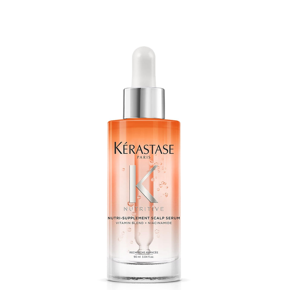 KÉRASTASE front bottle view showing sleek packaging and easy dosing benefit