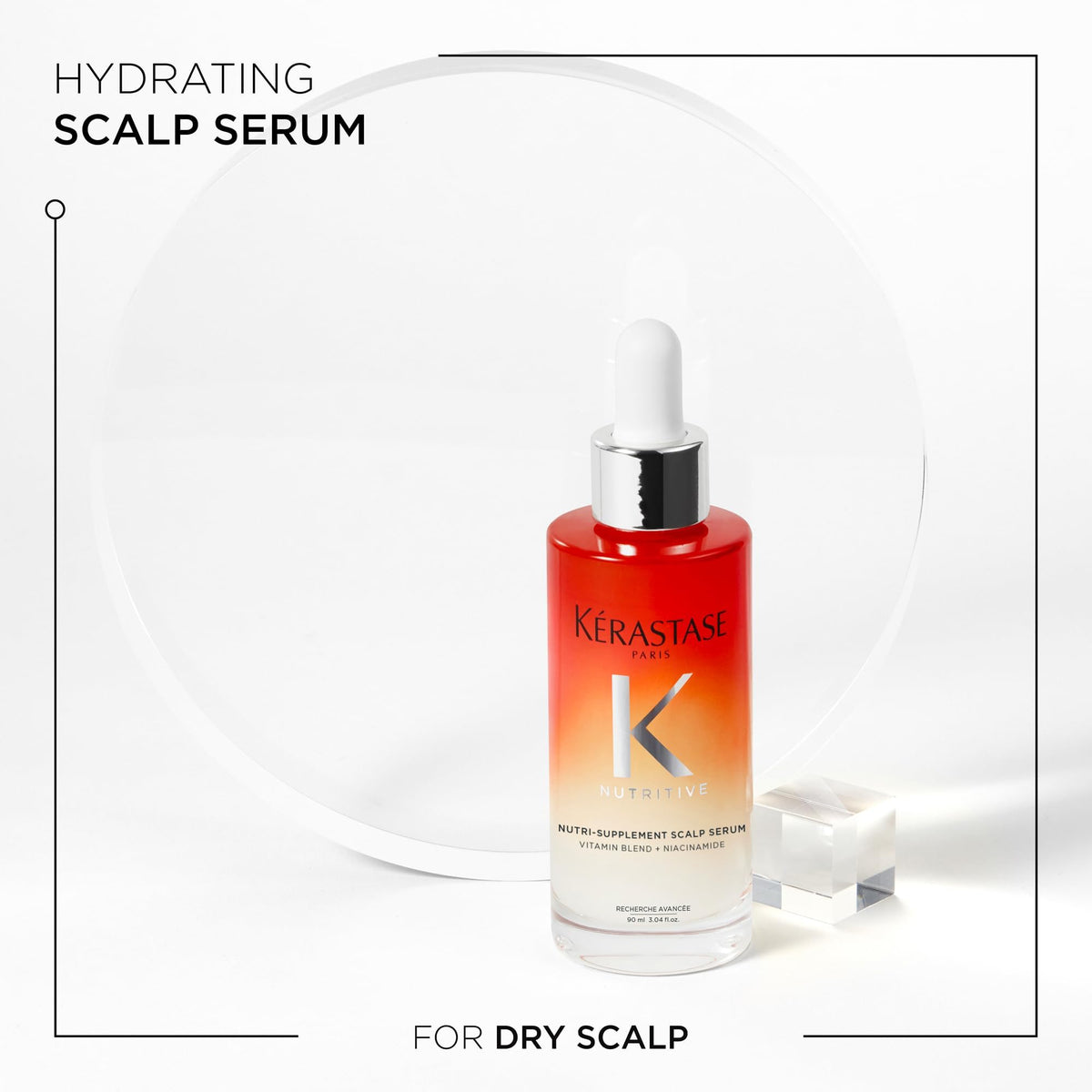 KÉRASTASE 90 ml bottle beside common items to show size and portability