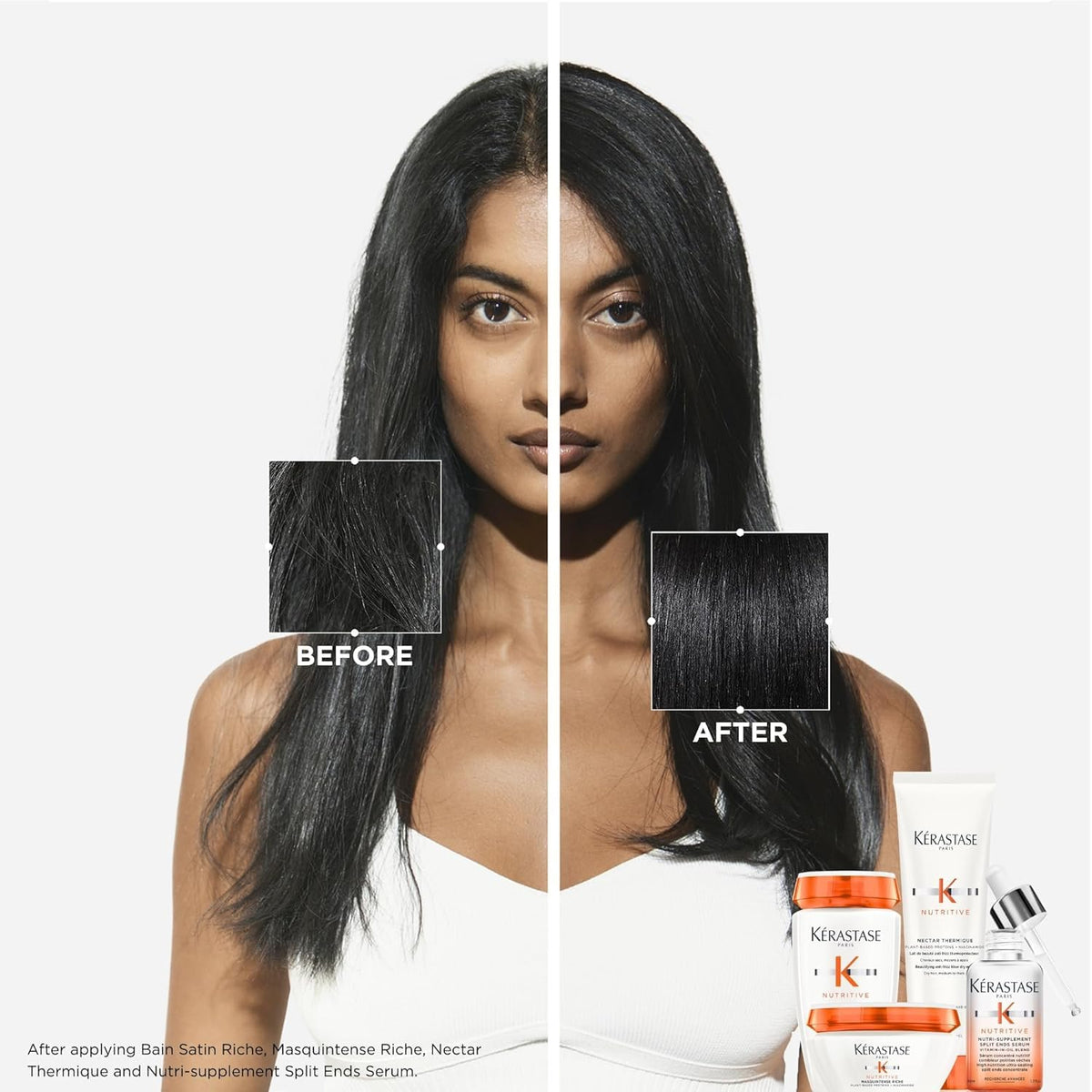 KÉRASTASE serum texture on palm highlighting lightweight, non-greasy finish