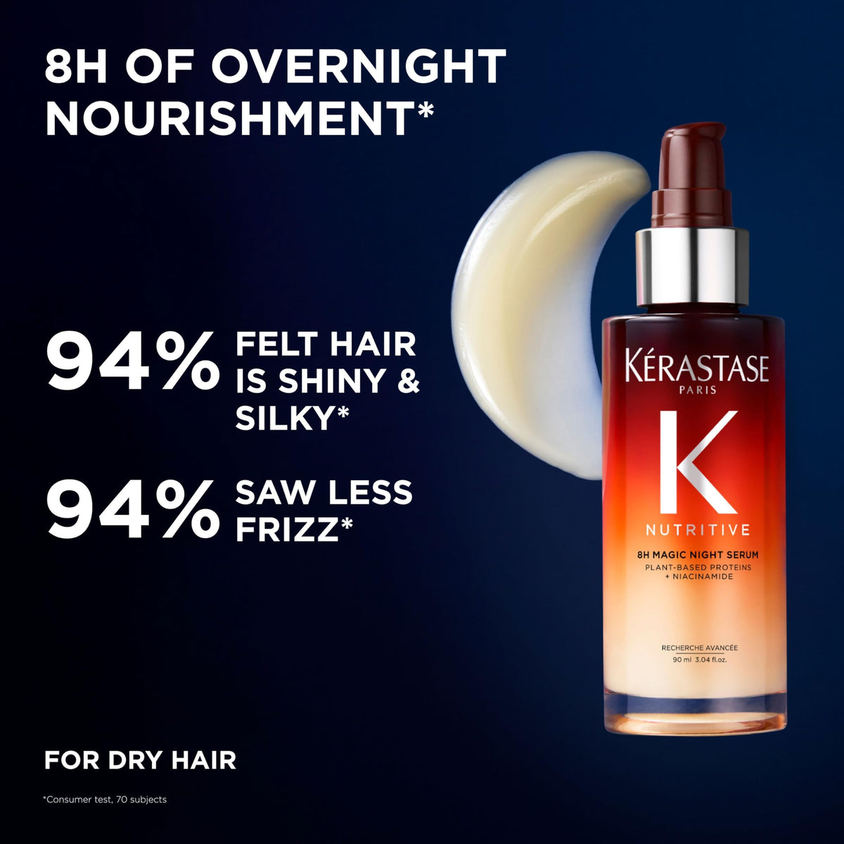 KÉRASTASE serum drop texture highlighting lightweight absorbent feel