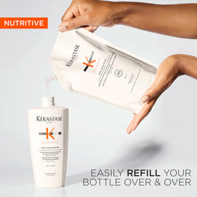 KÉRASTASE shampoo being applied to wet hair for smoother strands