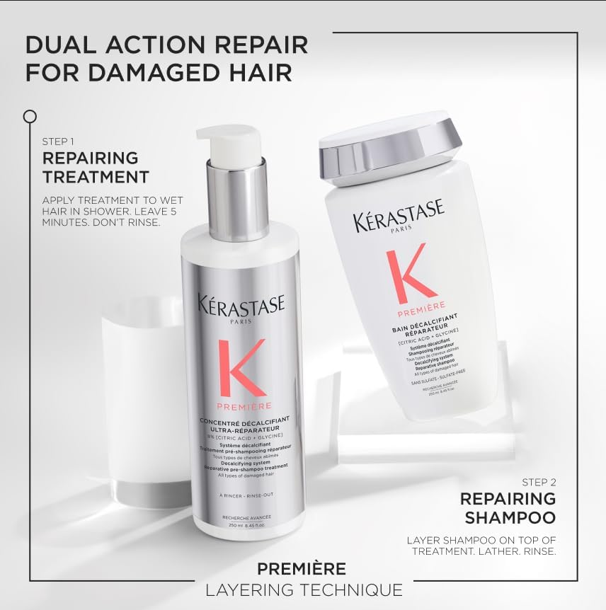 KÉRASTASE travel-sized bottles in hand showing compact scale advantage