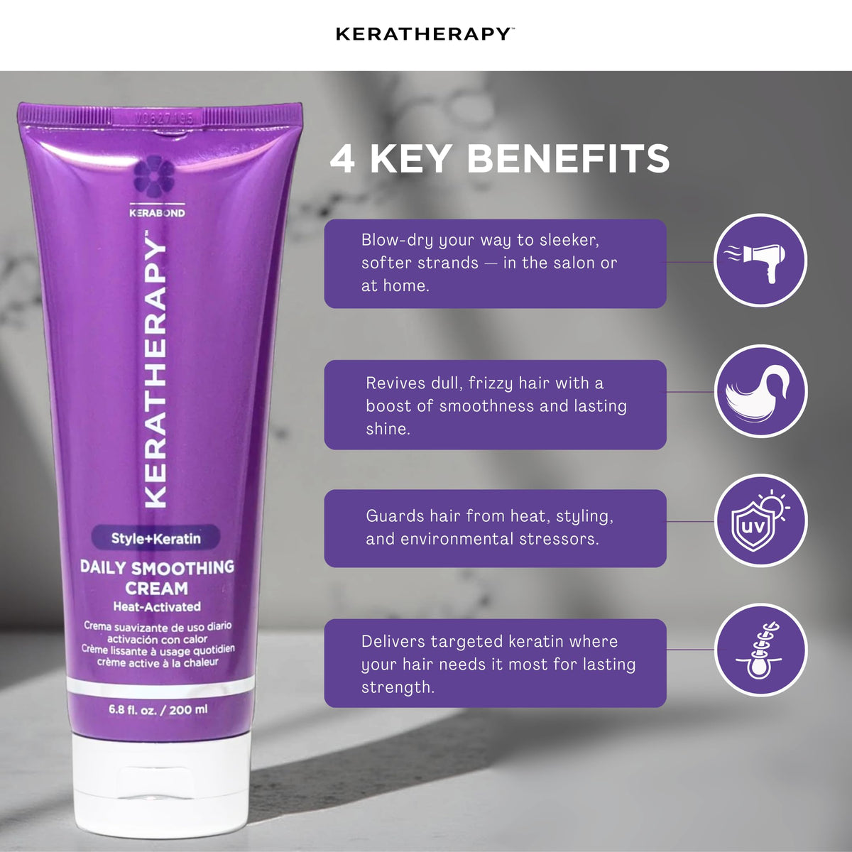 KERATHERAPY cream dispensed on palm demonstrating easy application