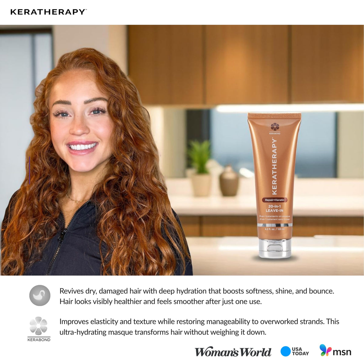 KERATHERAPY bottle in hand for size comparison and travel-friendly convenience