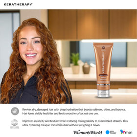 KERATHERAPY bottle in hand for size comparison and travel-friendly convenience
