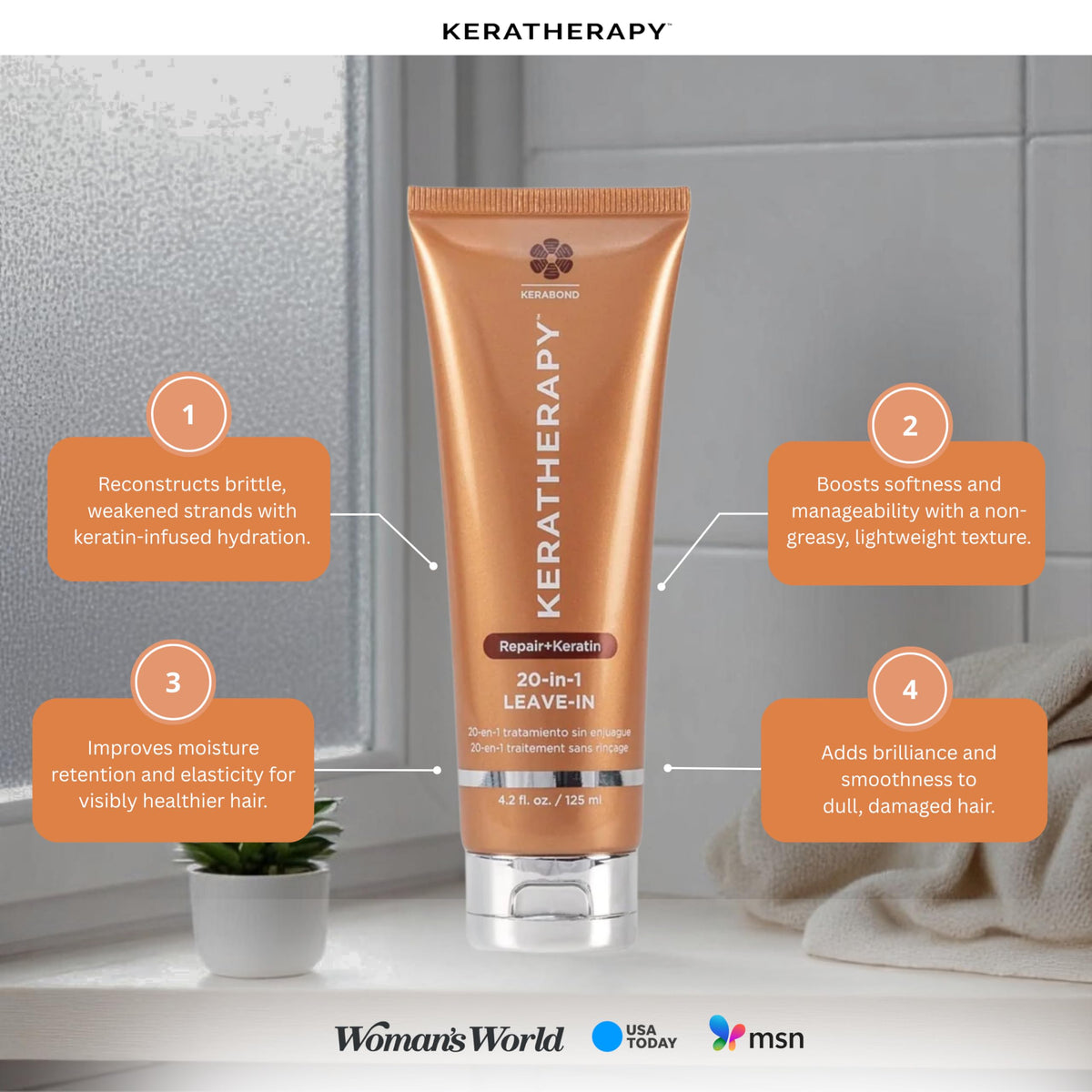 KERATHERAPY texture droplet on skin showing lightweight formula and non-greasy finish