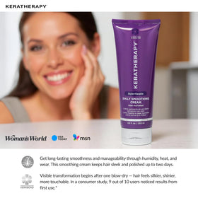 KERATHERAPY bottle next to hand for accurate 6.8 fl oz scale