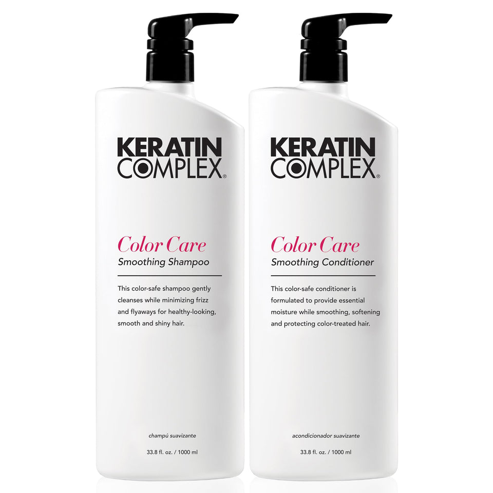 Keratin Complex duo front packaging shows bottles and benefits
