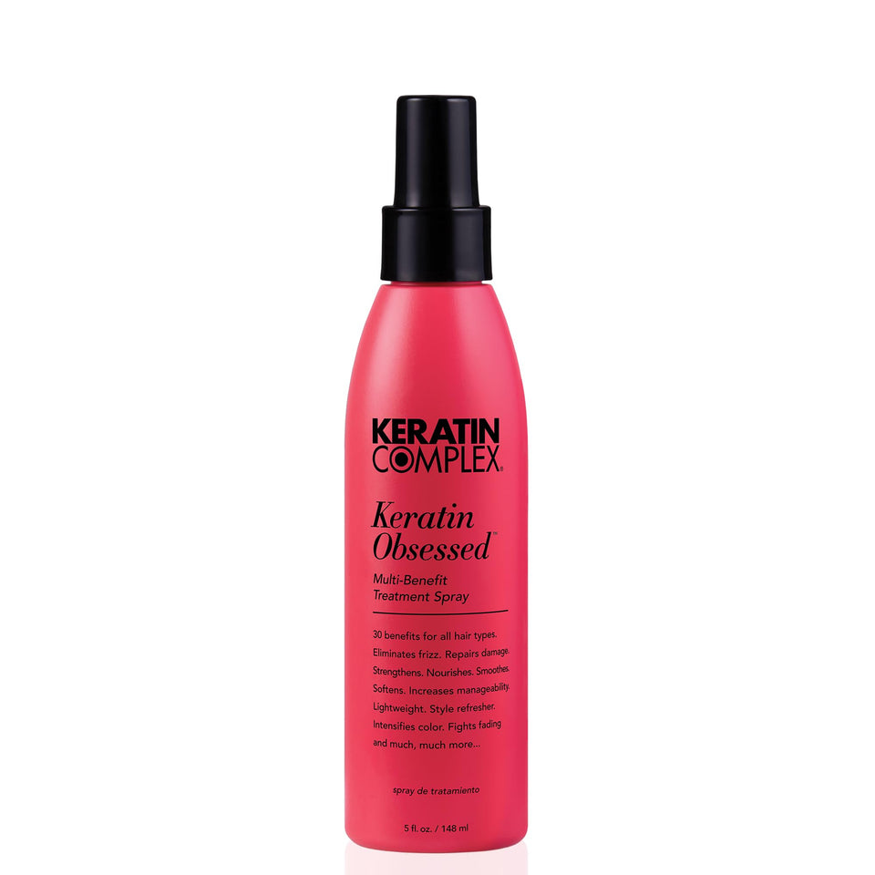 Keratin Complex front packaging showing label and 5 fl oz size, promotes frizz control