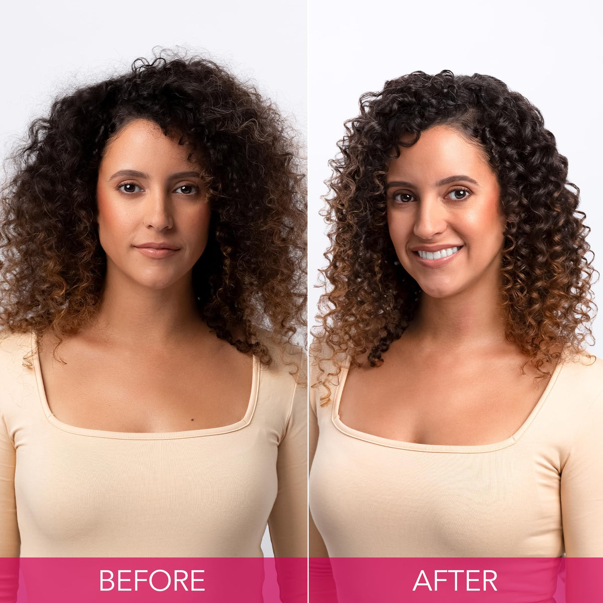 Keratin Complex being applied to long hair demonstrating frizz control