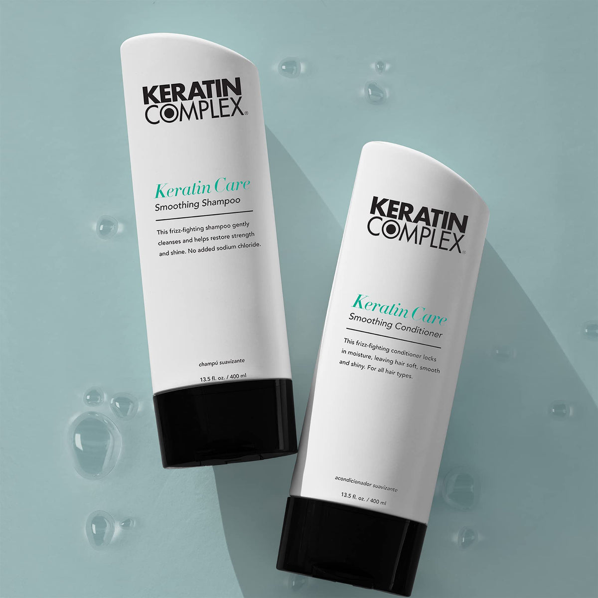 Keratin Complex next to common items to show 33.8 fl oz size and value benefit