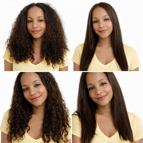 KERATIN RESEARCH before and after showing reduced frizz and shine