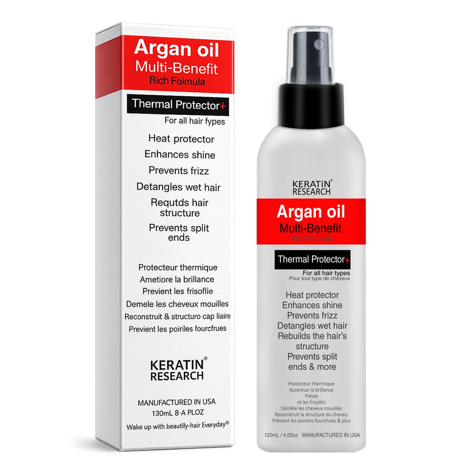 KERATIN RESEARCH front bottle showing label and spray nozzle for easy protection