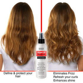 KERATIN RESEARCH mist being applied before blow-dry for faster styling