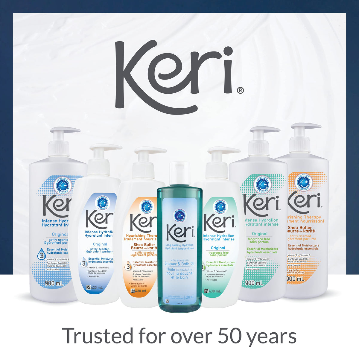 Keri lotion in bathroom setting offering everyday hydration