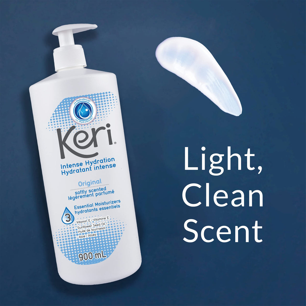 Keri lotion creamy texture close-up for easy application