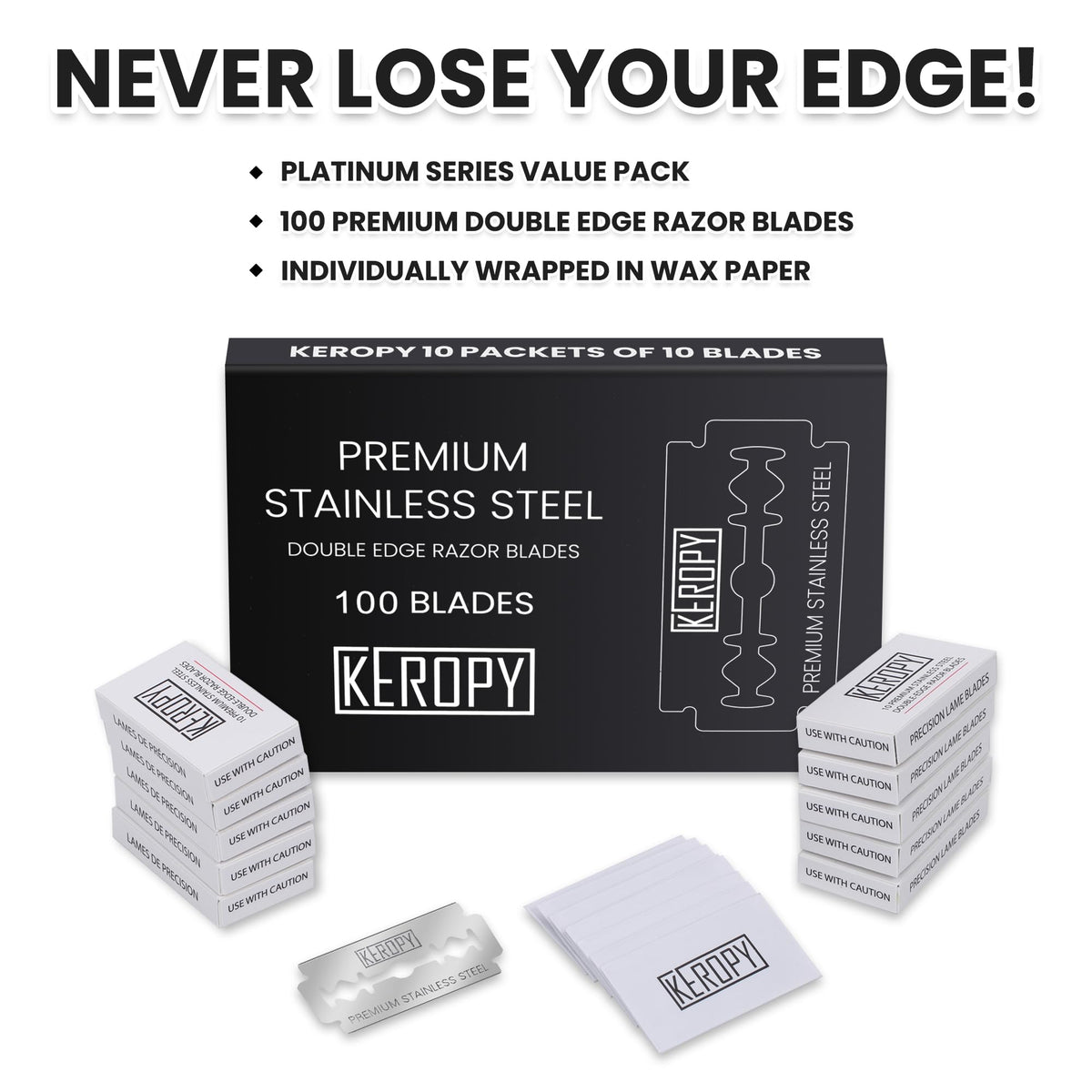 Keropy bulk 100 blades layout, visualizes quantity and value for professionals