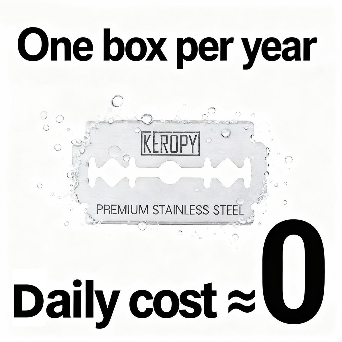 Keropy razor blade edge detail, showing sharp Swedish steel for cleaner shaves