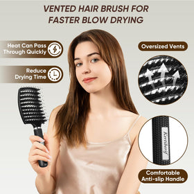 Kertiberif curved paddle profile demonstrating ergonomic scalp-fit and comfort