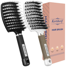 Kertiberif front view of two brushes showing packaging and shape, promotes easy styling