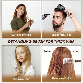 Kertiberif brush in use during blow-drying, smooths and detangles hair