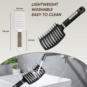 Kertiberif brush in hand for scale, ergonomic grip reduces wrist strain