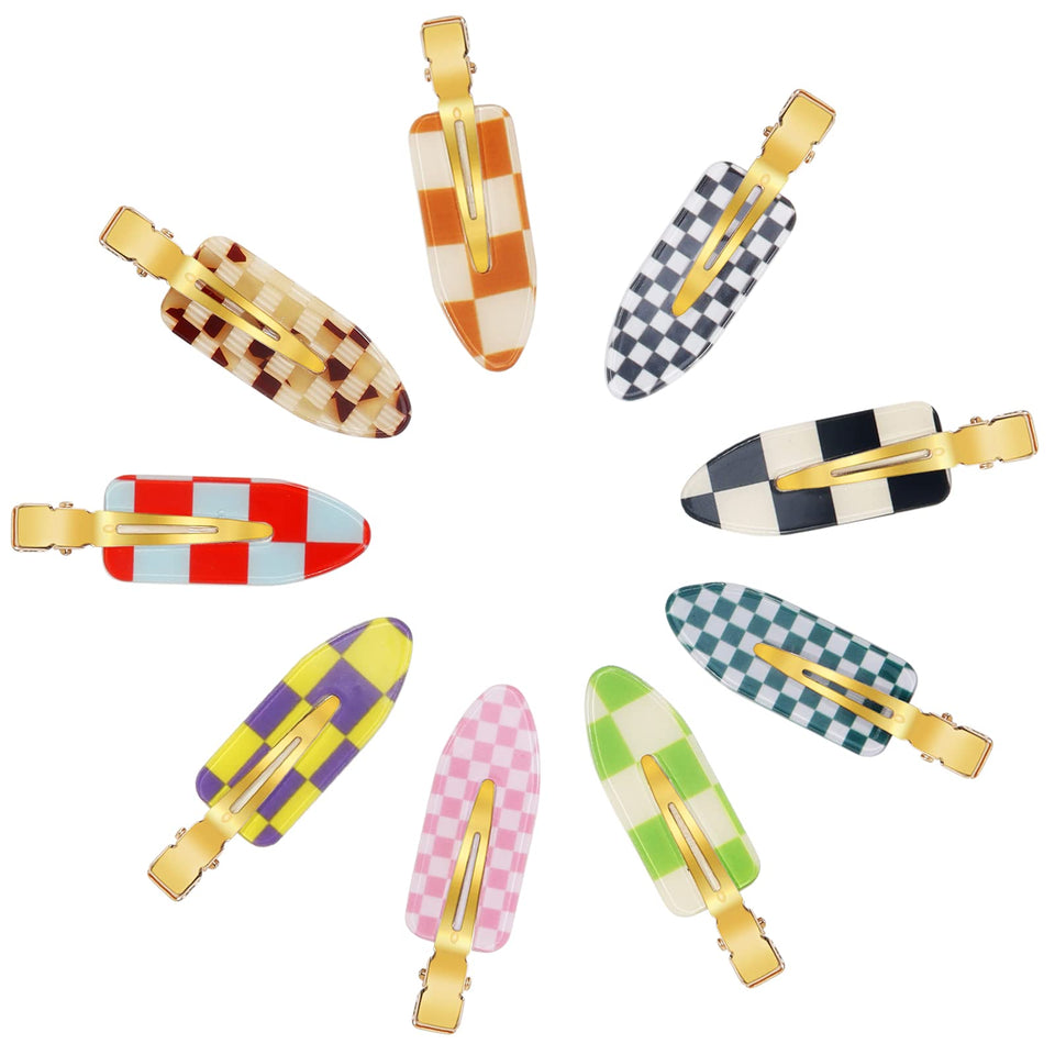KesaPlan front view of 9PCS checkerboard clips showing colorful set and secure hold