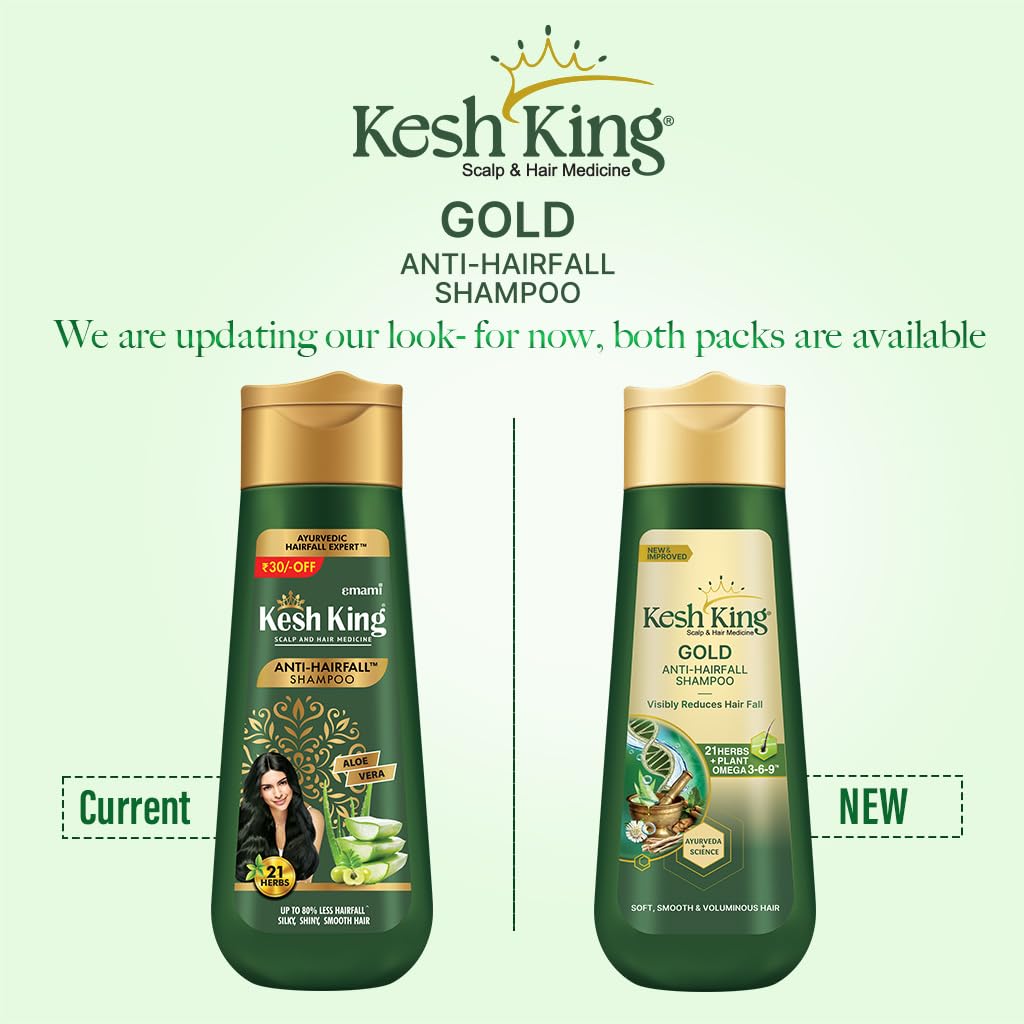 KESH KING back label listing ayurvedic ingredients and usage instructions benefits