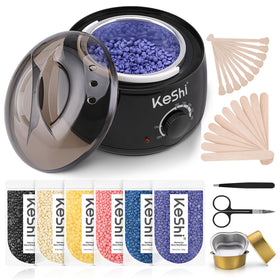 KeShi kit contents laid out to show scale and everything included for home waxing