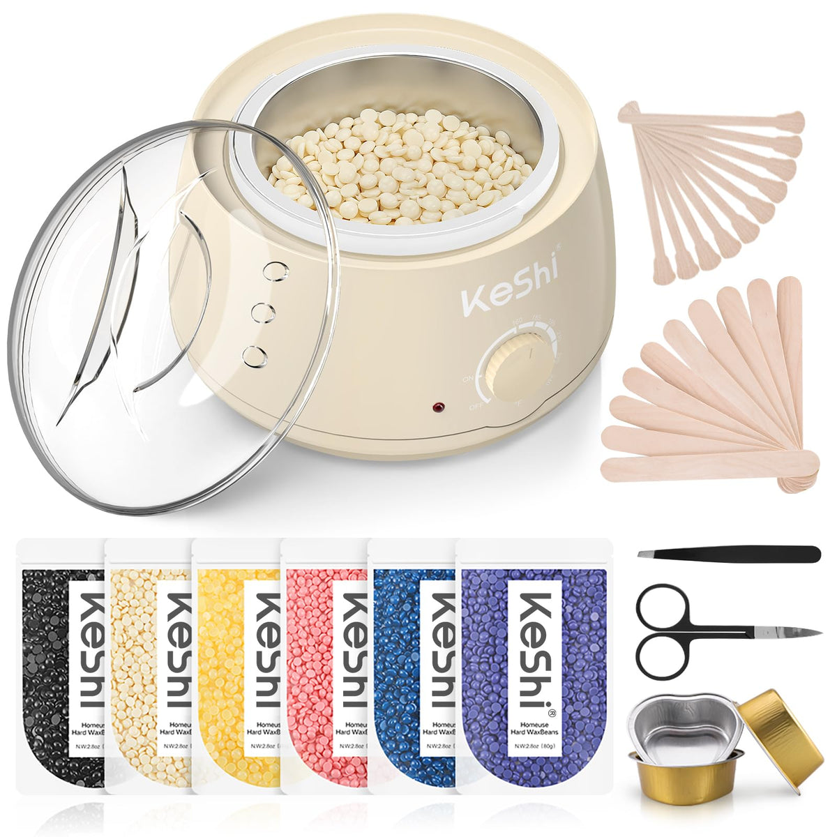KeShi wax warmer front view showing controls and safe design for home use