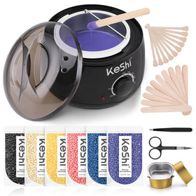 KeShi front packaging showing full waxing kit and included accessories for home convenience