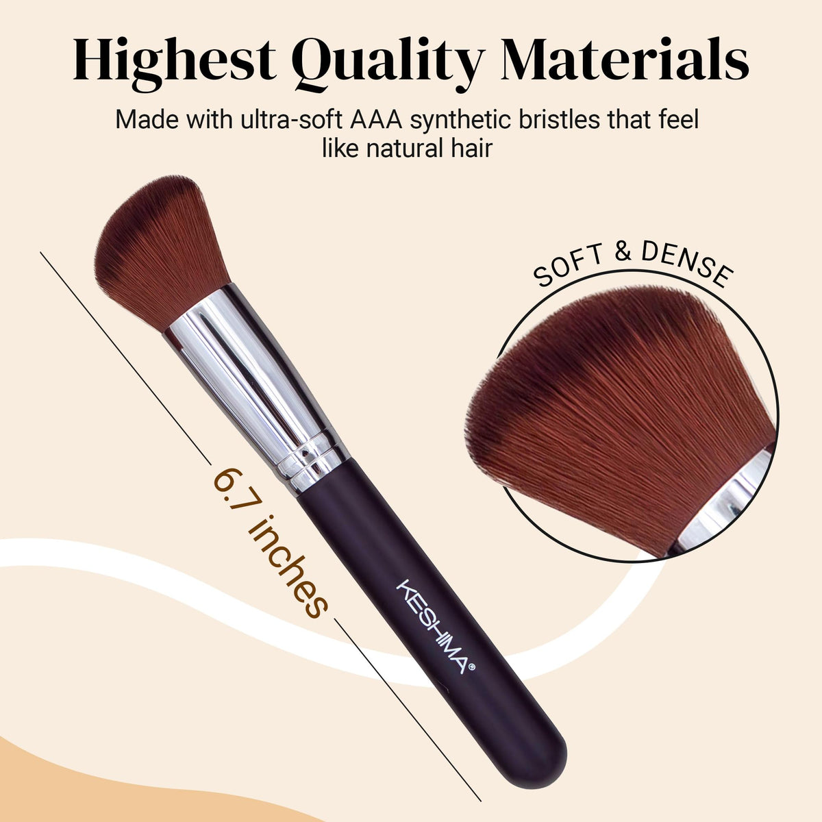 KESHIMA close-up of synthetic bristles highlighting dense soft fibers and smooth blending
