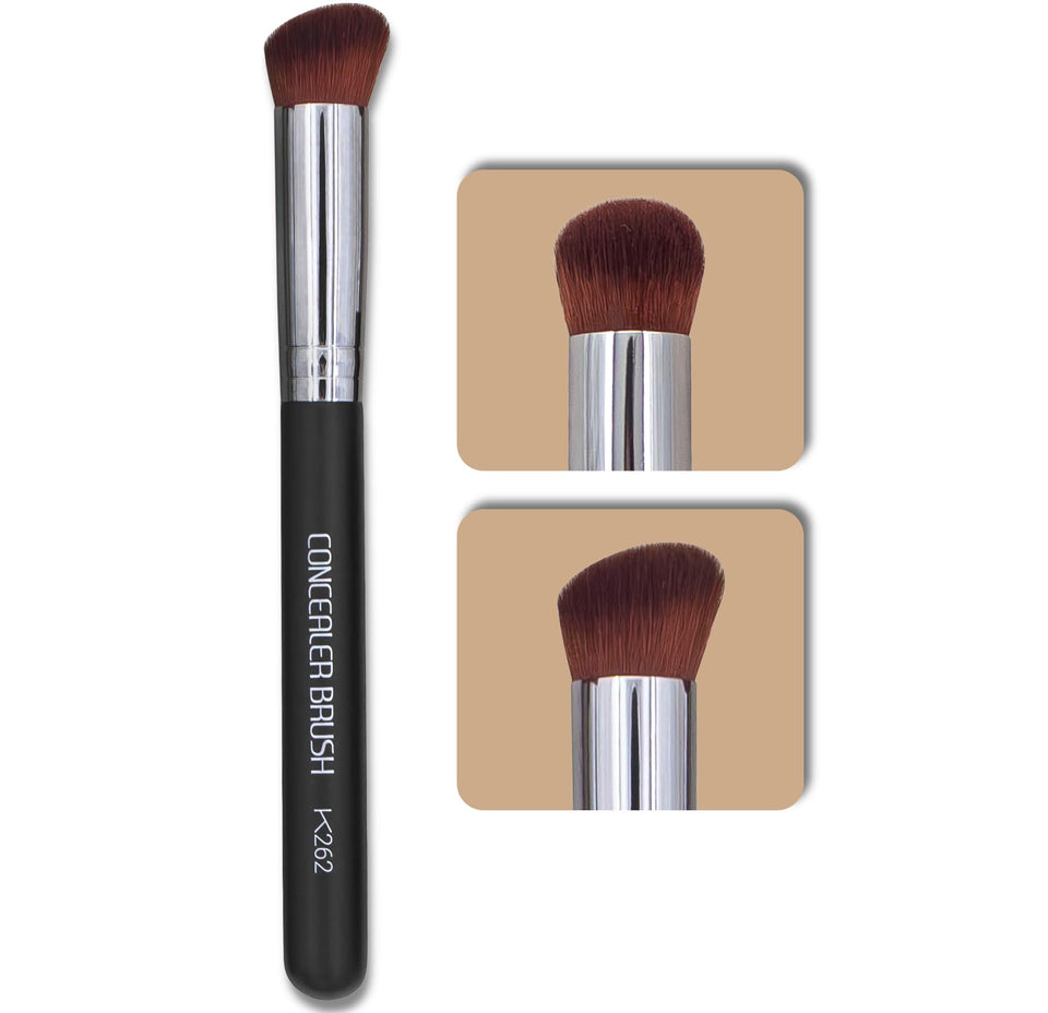 KESHIMA angled concealer brush front view showing compact angled head for precise placement