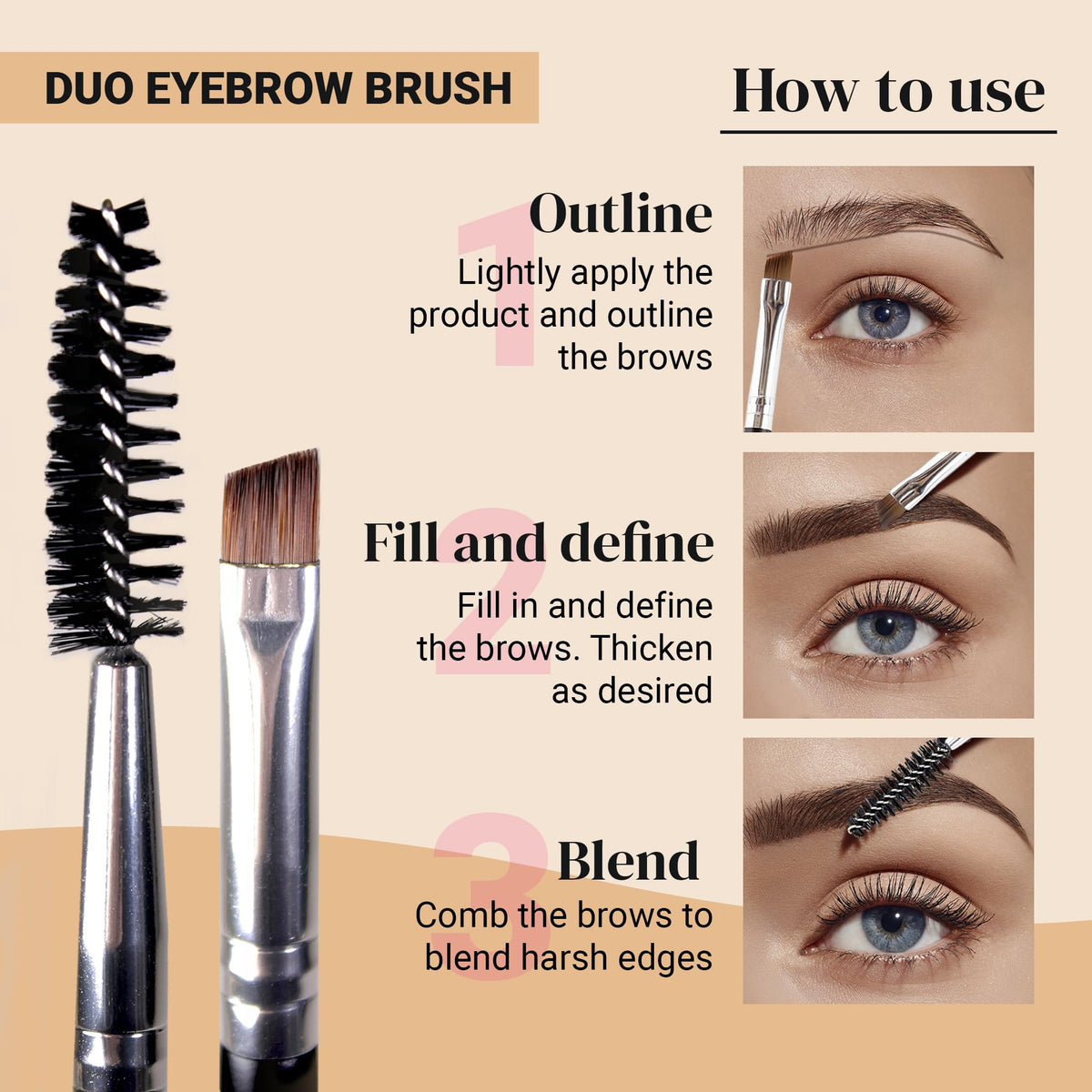 KESHIMA full-length dual-ended brush for quick two-in-one use