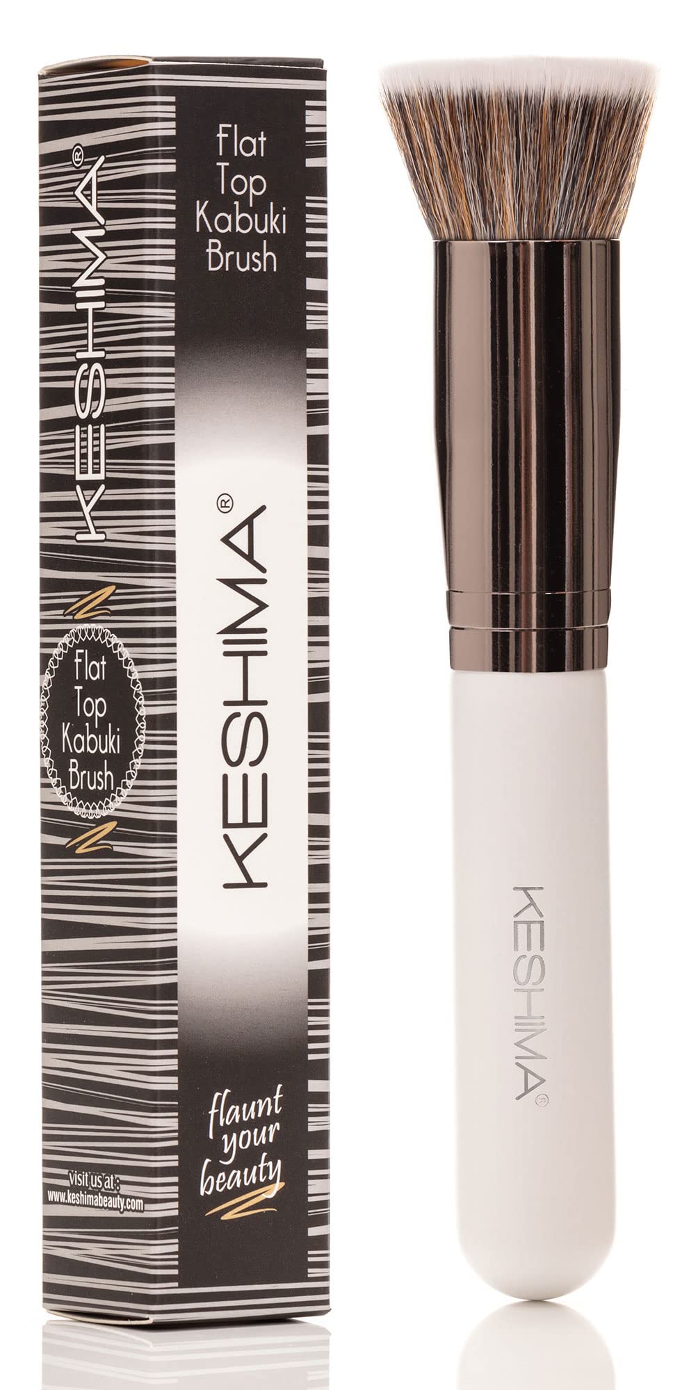 KESHIMA flat top kabuki front view showing dense bristles and clean finish