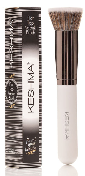 KESHIMA flat top kabuki front view showing dense bristles and clean finish