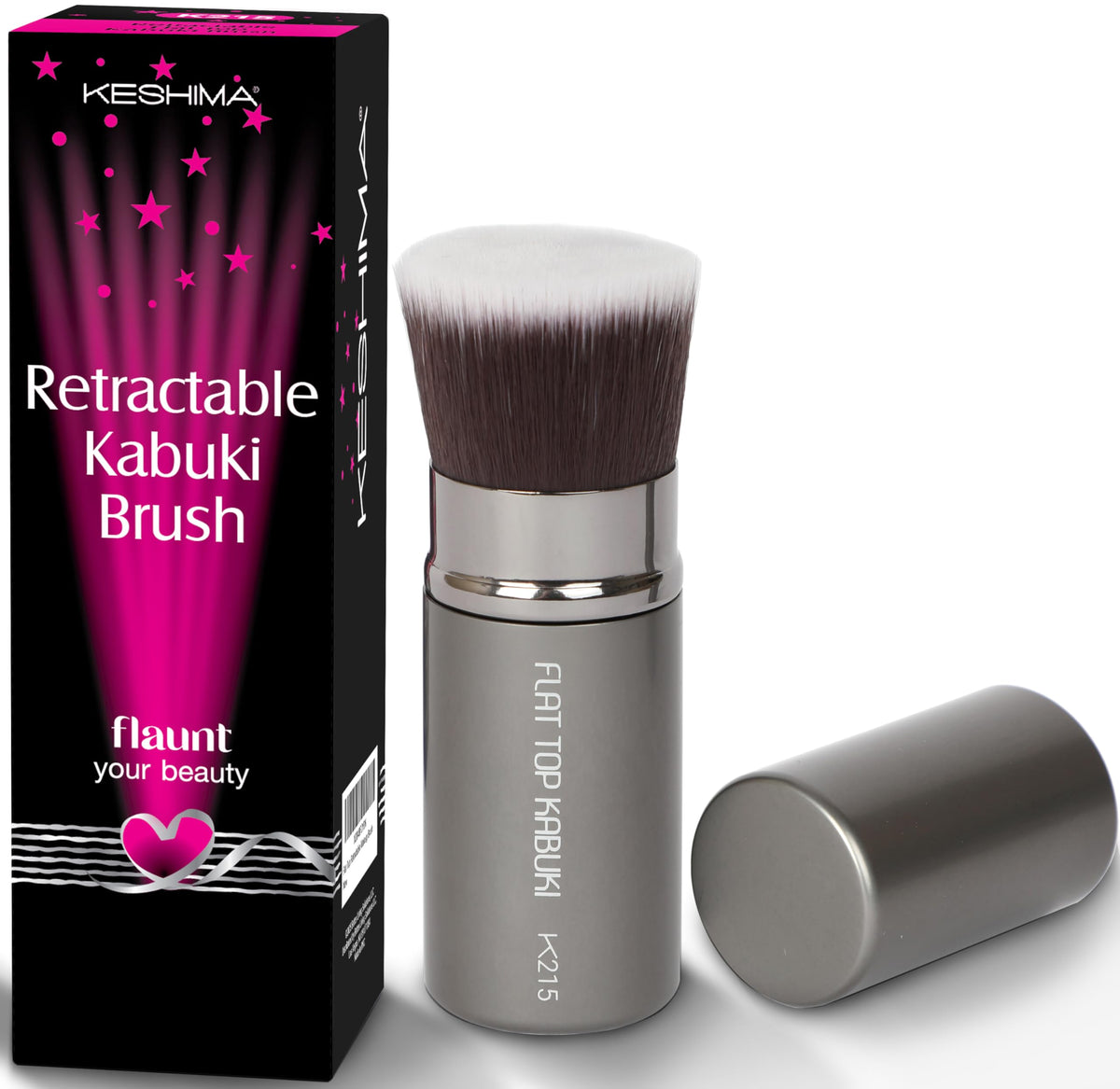 KESHIMA flat top brush front view showing compact travel-ready design
