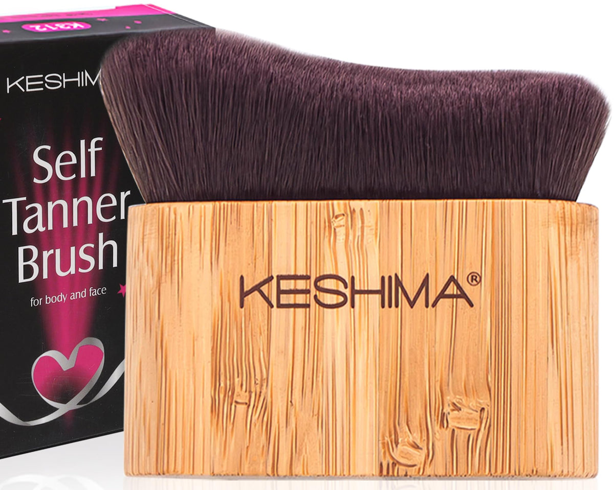 KESHIMA front view of kabuki brush showing dense bristles for streak-free application