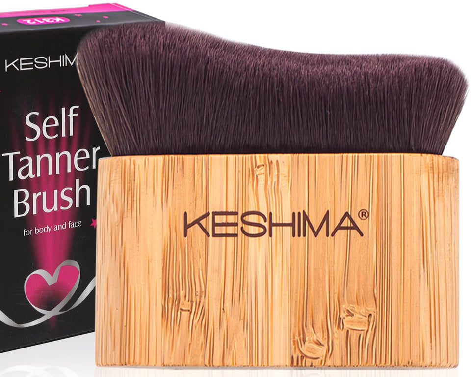 KESHIMA front view of kabuki brush showing dense bristles for streak-free application