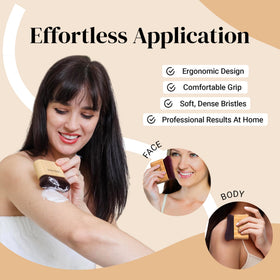 KESHIMA brush applying tan on forearm for even coverage and faster blending