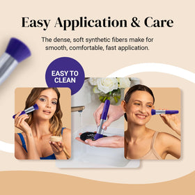 KESHIMA brush applying liquid foundation demonstrating even coverage and fast blending