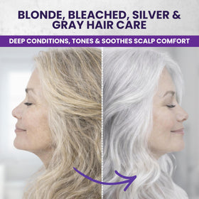KESMEDIK being applied to blonde hair to neutralize brassiness benefit