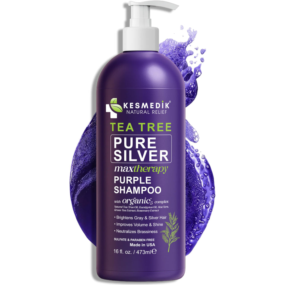 KESMEDIK front bottle view showing purple shampoo benefits