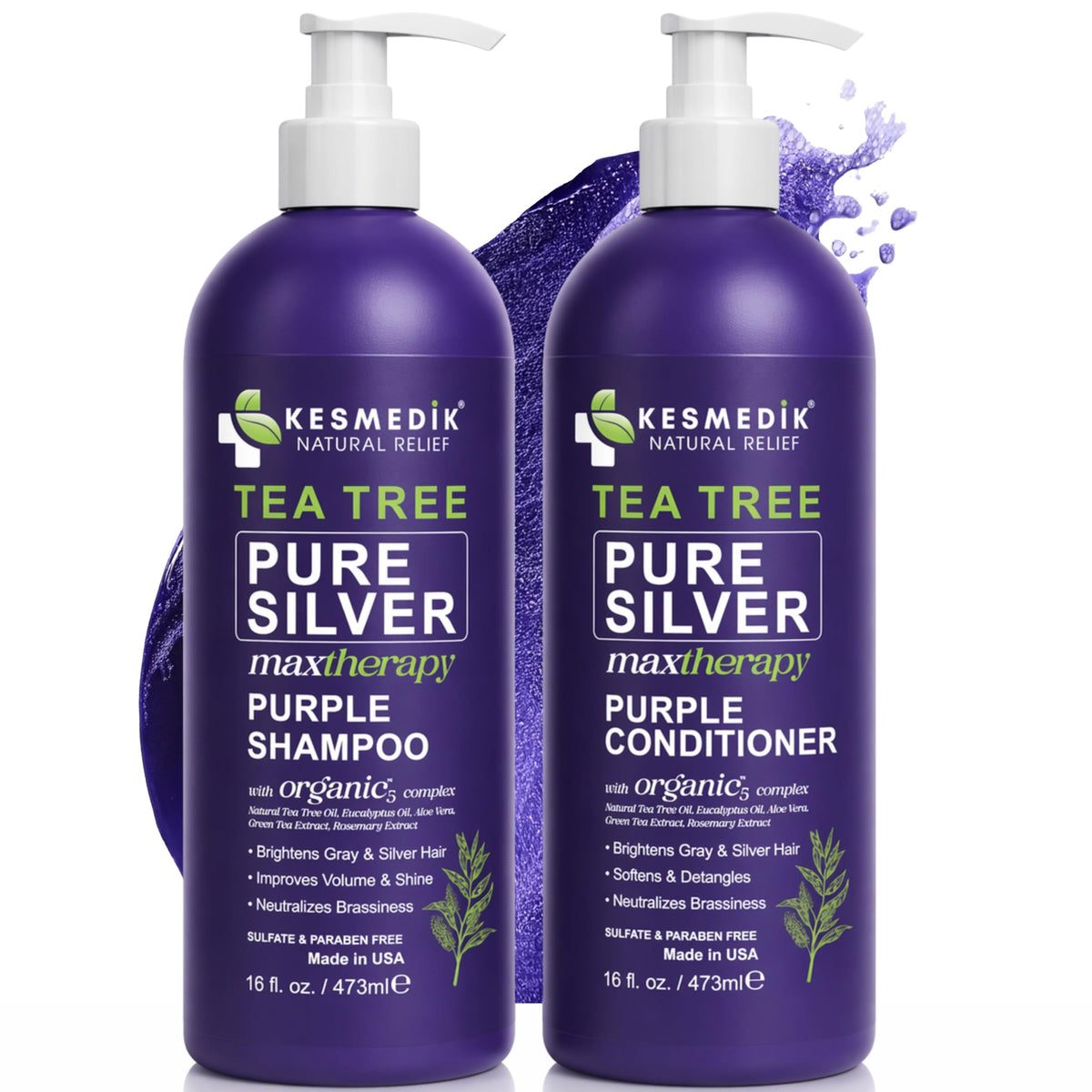 KESMEDIK front packaging showing shampoo and conditioner, promotes salon-quality toning