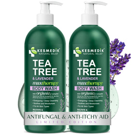 KESMEDIK front packaging showing tea tree lavender benefits