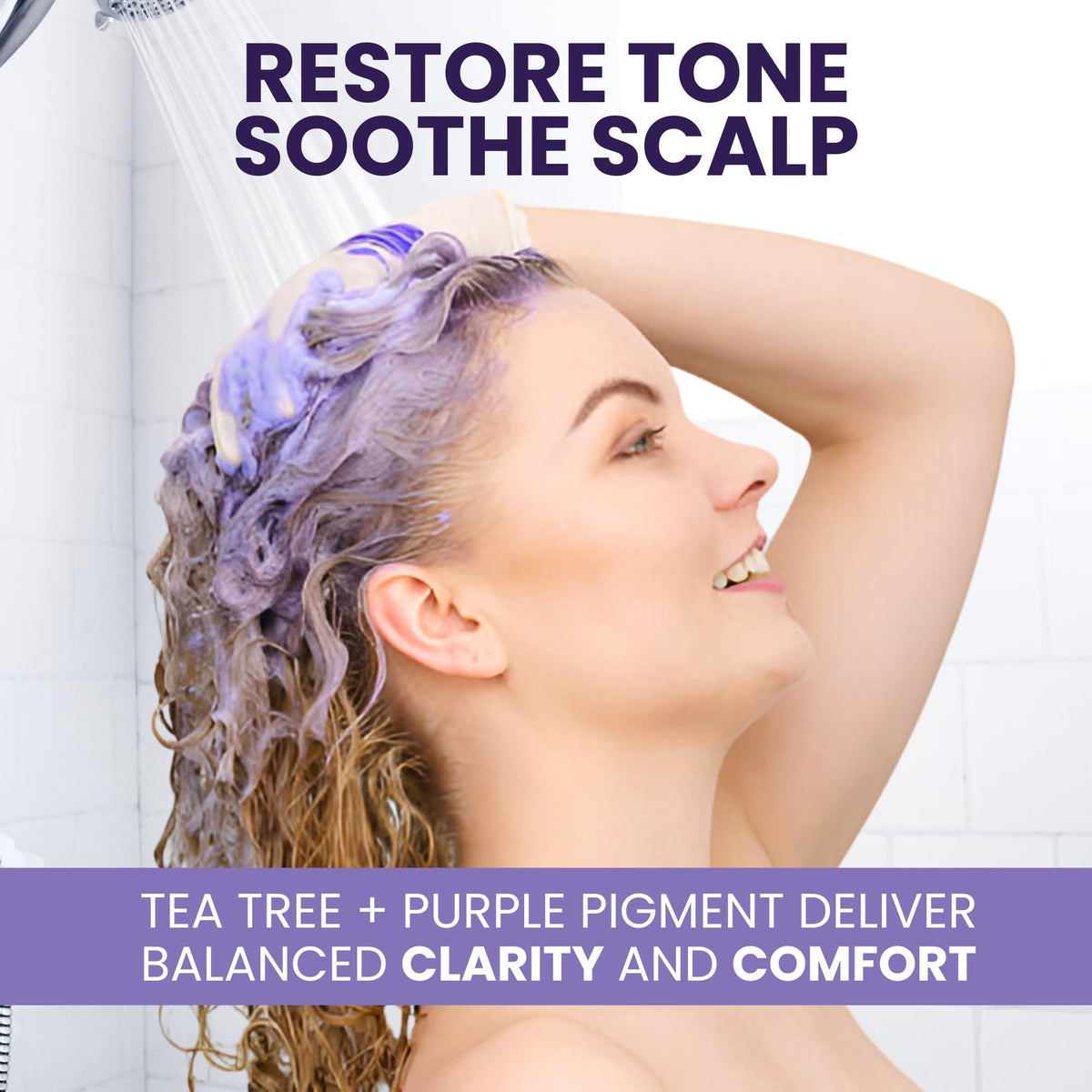 KESMEDIK hair in use wet application, demonstrates easy at-home toning routine