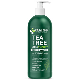 KESMEDIK botanical ingredients display with aloe eucalyptus tea tree benefits