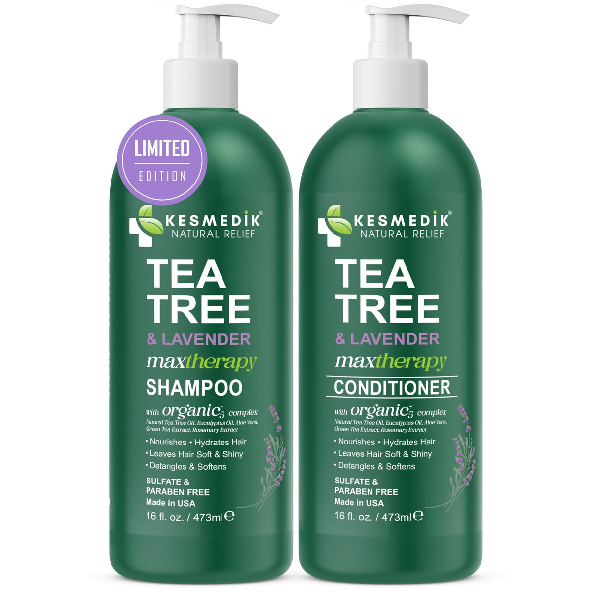 KESMEDIK set styled on bathroom shelf showing daily routine appeal